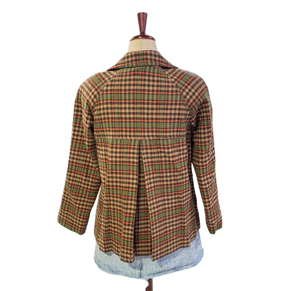 Vintage Pendleton Plaid Wool Button Up Jacket Orange Green Brown Size 10 - Picture 2 of 12